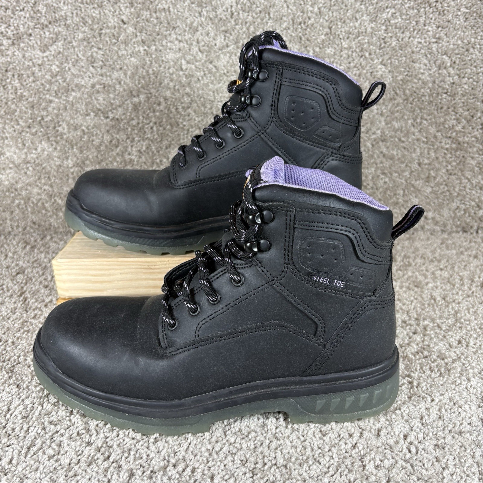Brahma Steel Toe Work Boots Women’s 7.5 Black Workwear Safety Jobsite Lace Up
