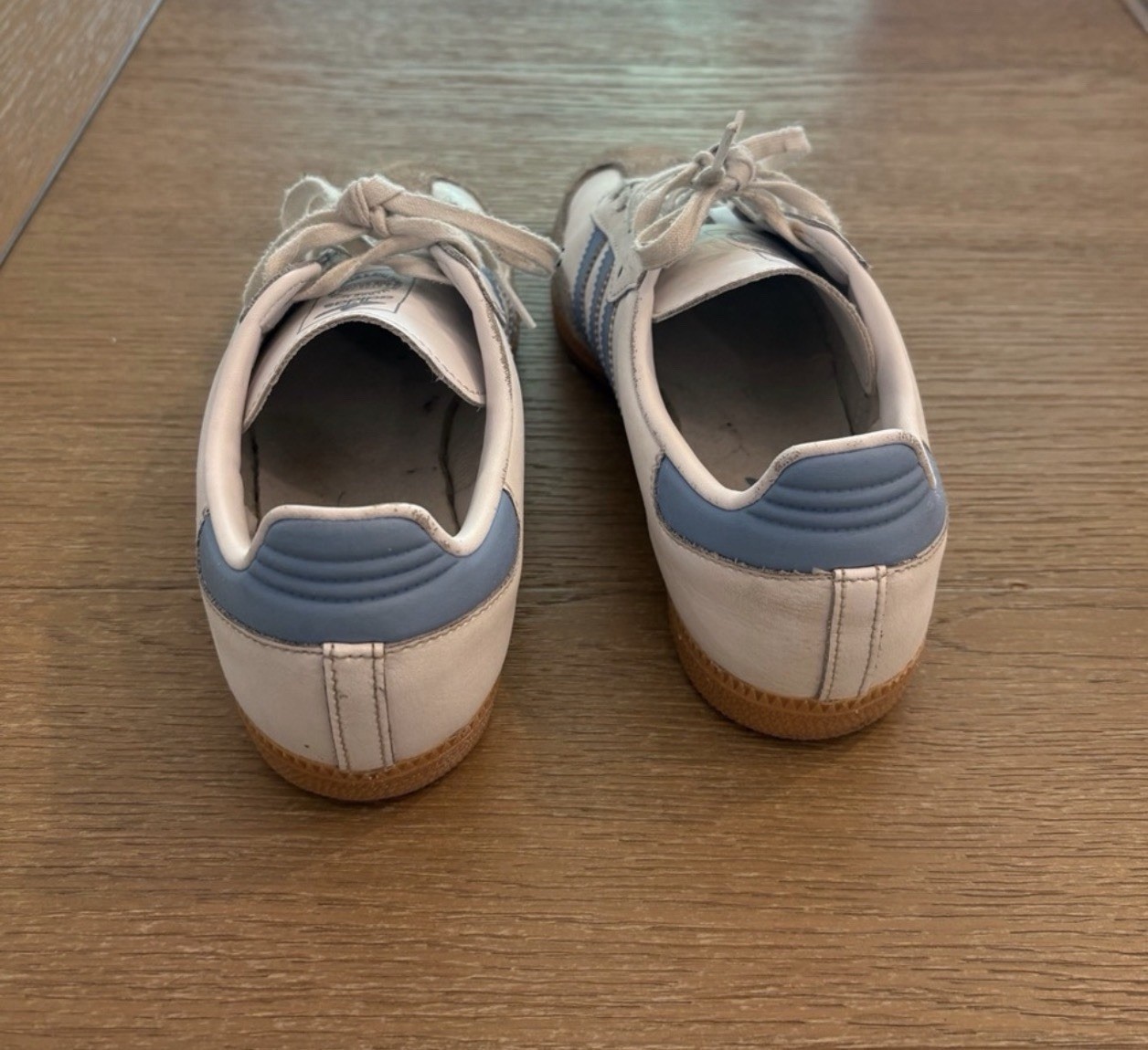 adidas Samba White/Blue Low Top Lace-Up Sneaker w/ Gum Rubber Sole