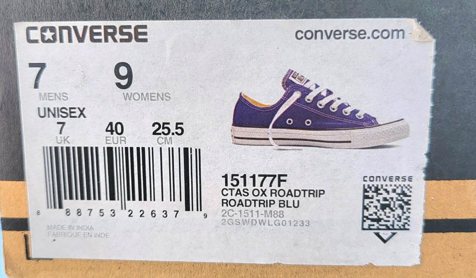 Converse Unisex Adults CTAS OX Sneakers Blue 151177F Low Top Lace Up M7 W9