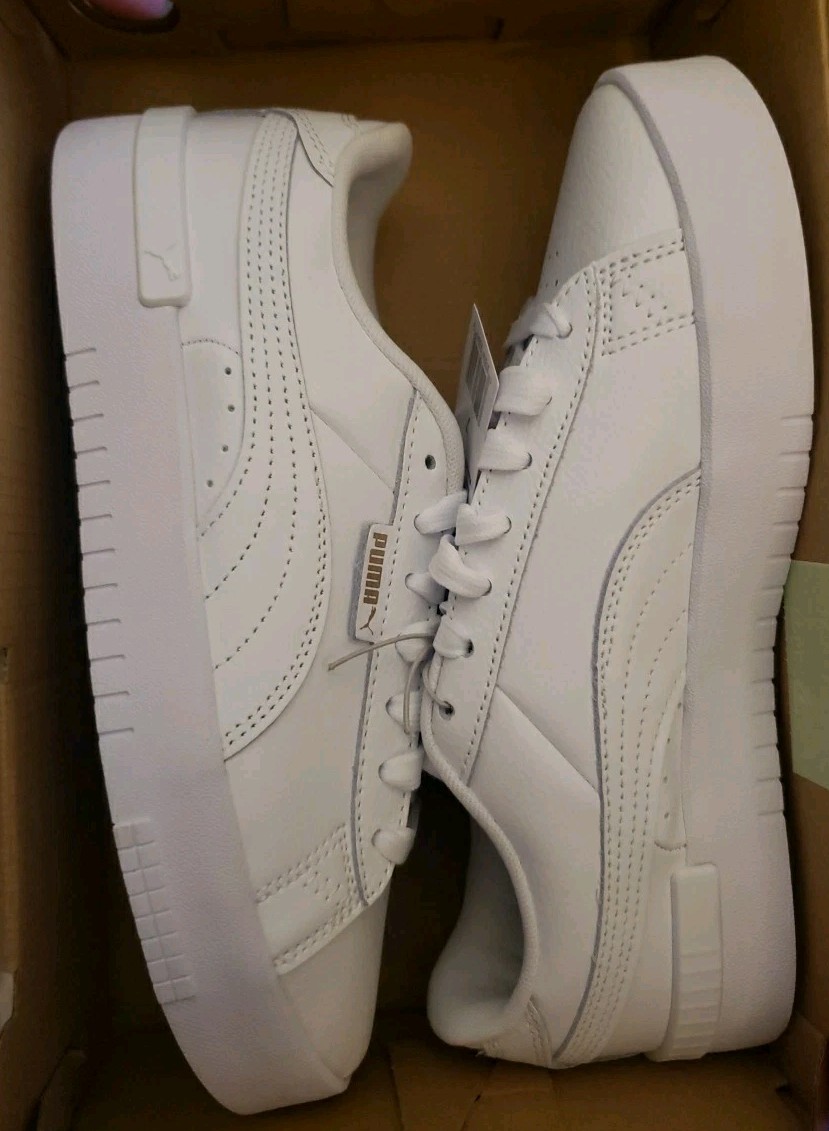PUMA Court Sneaker Womens Retro Walking,Tennis,Pickleball 7W/PUMA White/Gold NIB