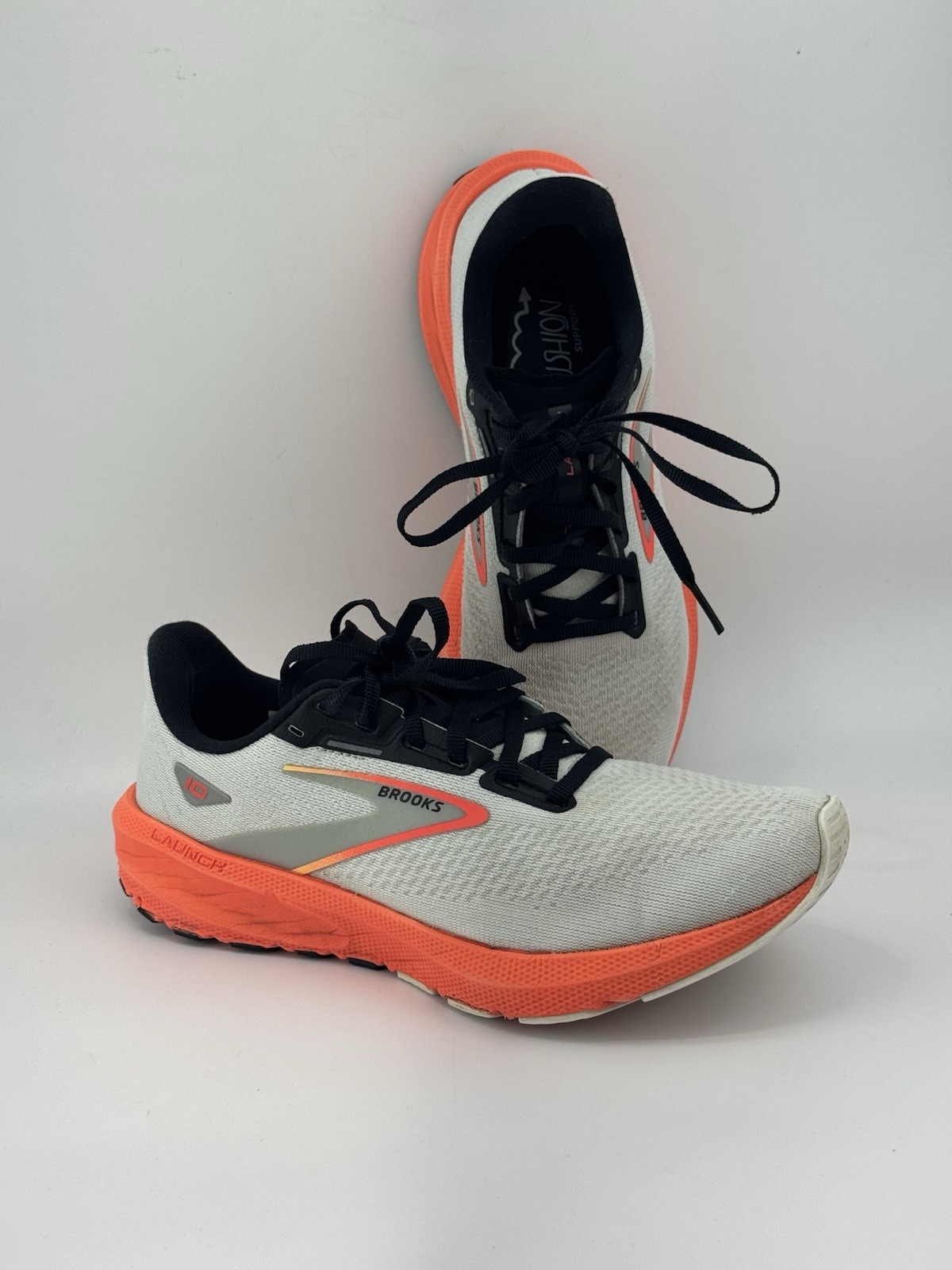 Brooks Launch 10 Women’s White Firery Coral Running 1203981B410 Size 8 B