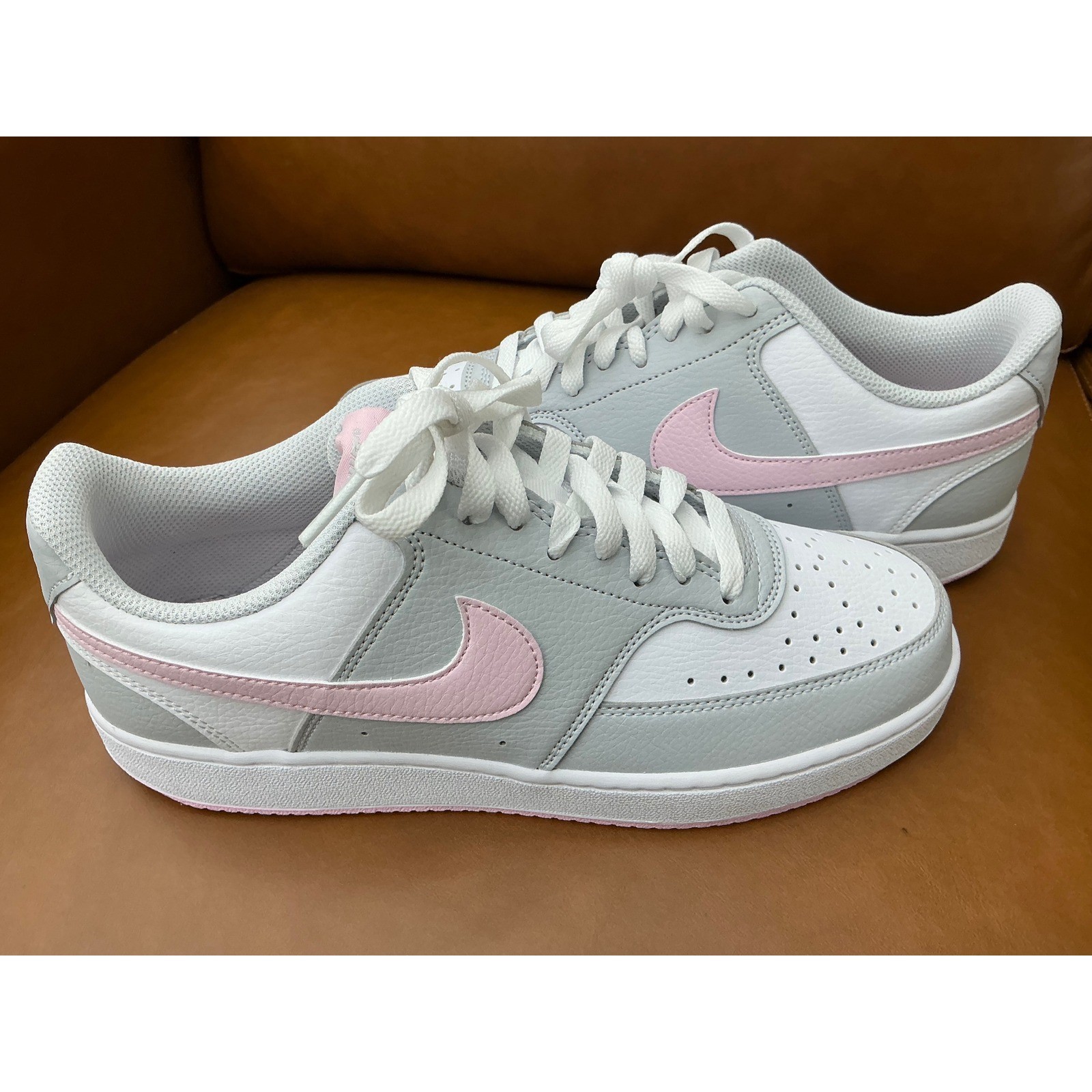 Nike Court Vision Lo Womens 9.5 Grey Pink Excellent Low Top Sneakers IB4009-043