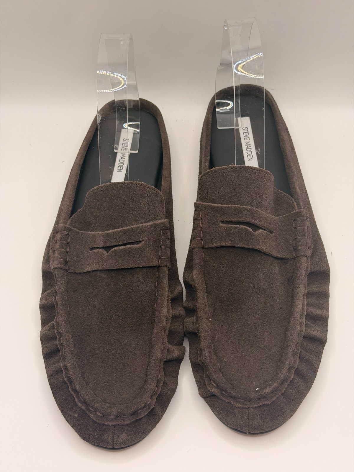 Steve Madden Womens Rafe Chocolate Brown Suede Loafer Sz 11