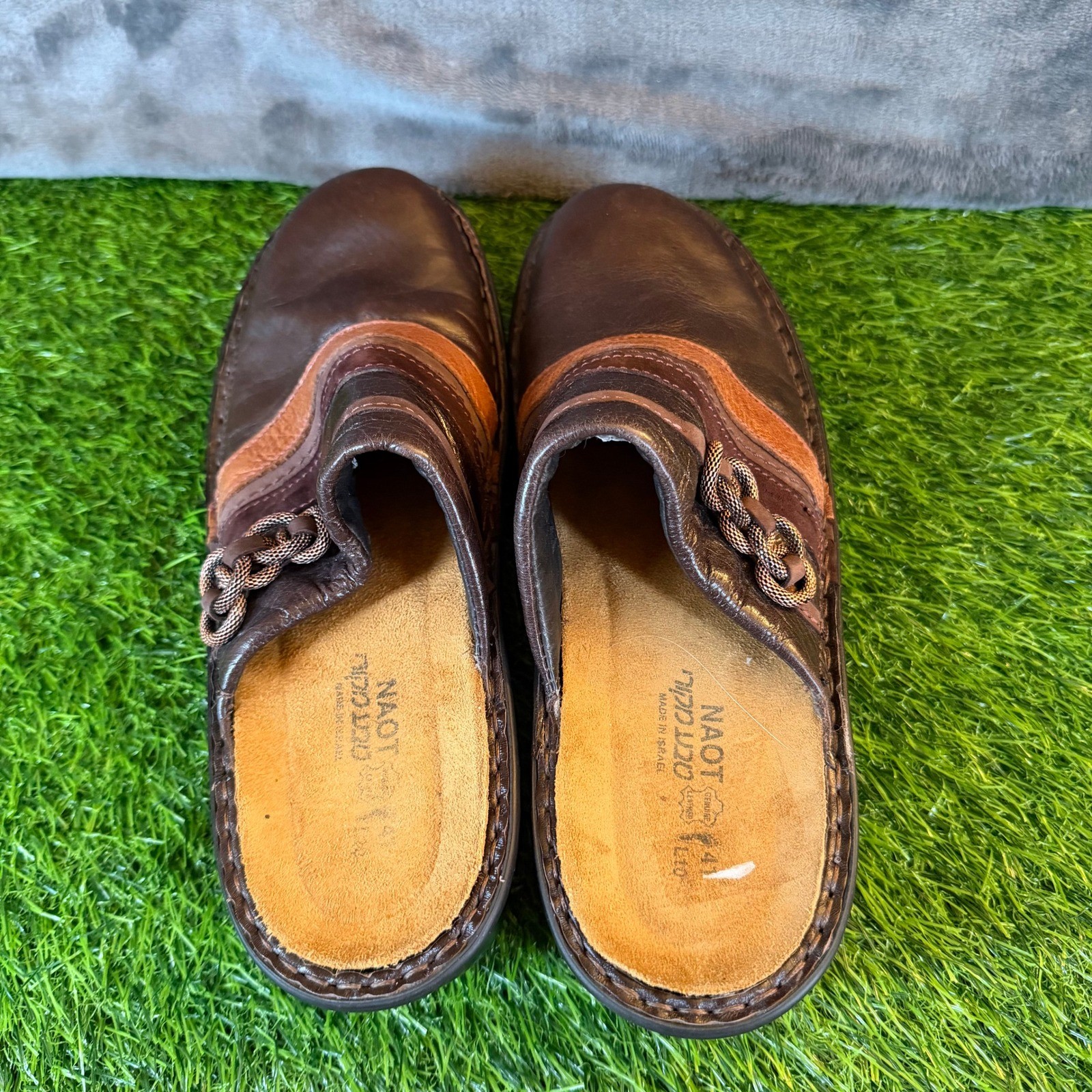 Naot Belize Leather Clogs Mules Brown Comfort Slip On Women US 10-10.5 Eu 41