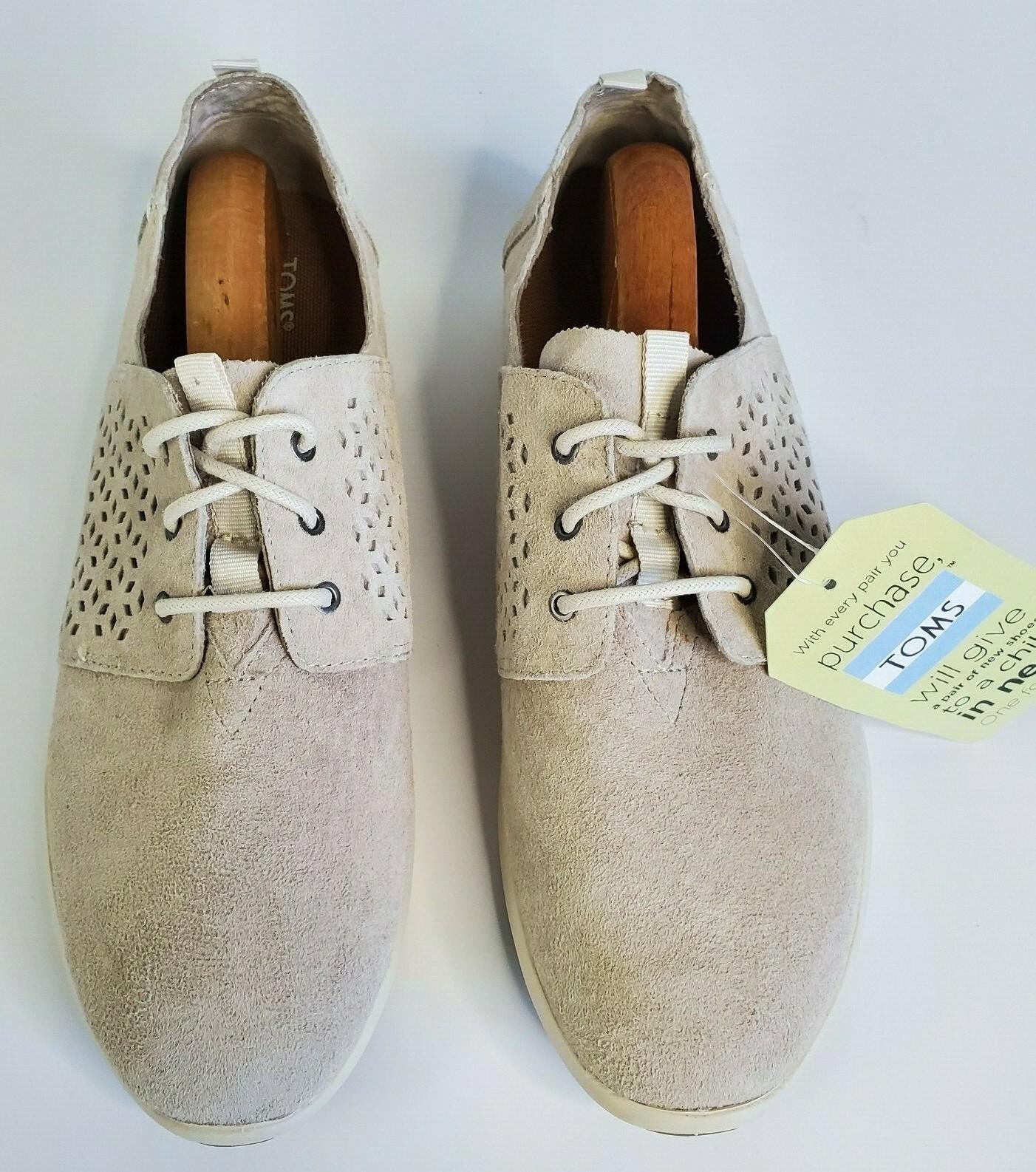TOMS Size 11 Womens Del Rey Suede Mosaic Perforation Lace Up Sneakers Shoes NEW