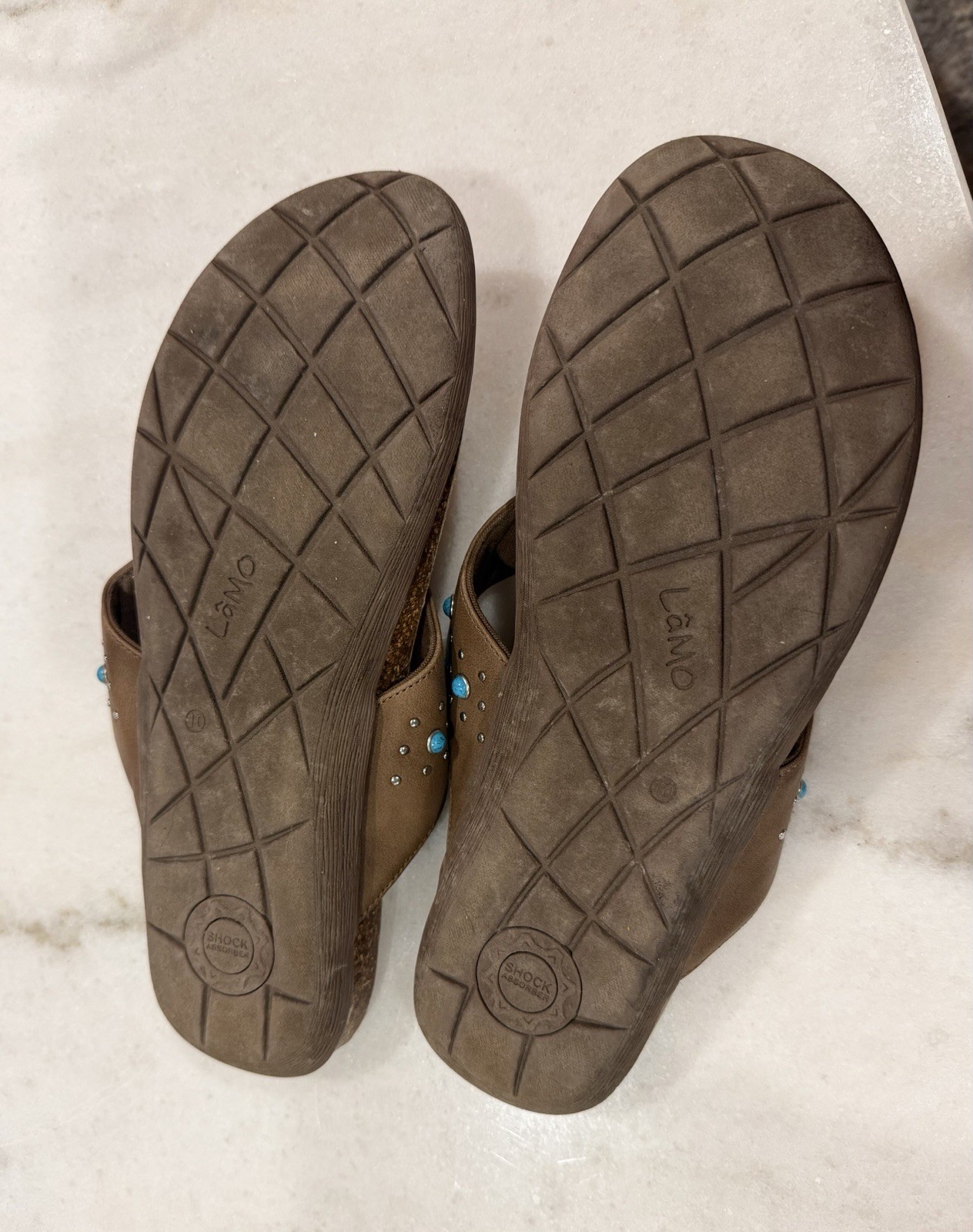 Lamo Women’s Jovie Thong Sandal with Silver and Turquoise Accents – Size 10