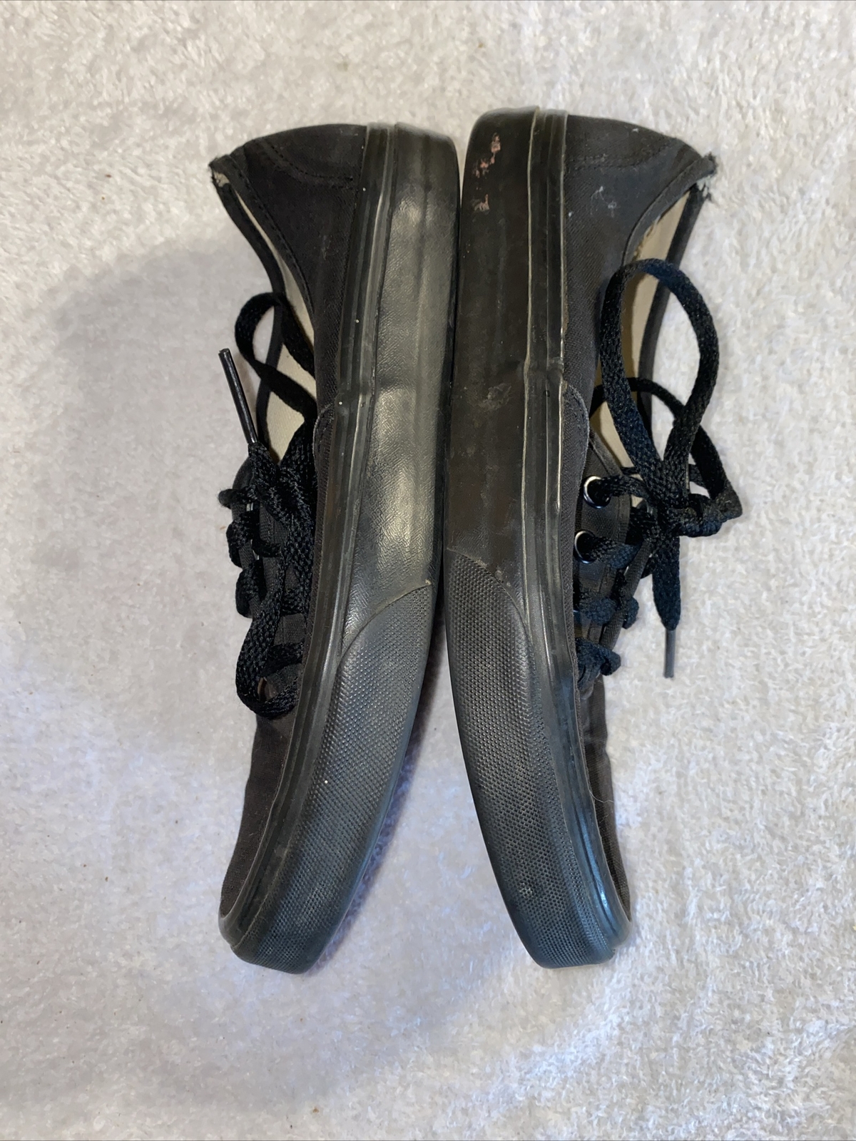 Vans M 5 W 7 Shoes Sneakers All Black Casual Summer Party Skater Laces (DAMAGED)