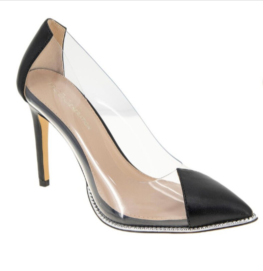 BCBGeneration Women’s Hanami Transparent Side Pointed Toe Heels, Black Size 5M