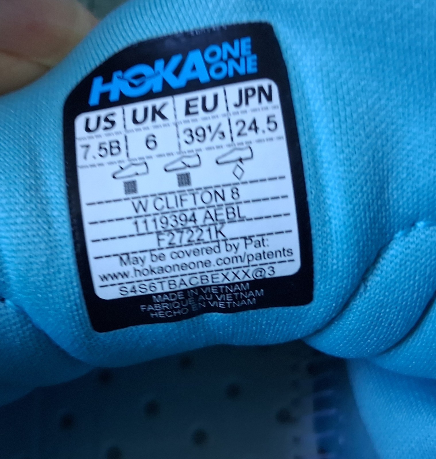 Hoka One One Clifton 8 Blue Red Women’s Size 7.5 B Running Shoes