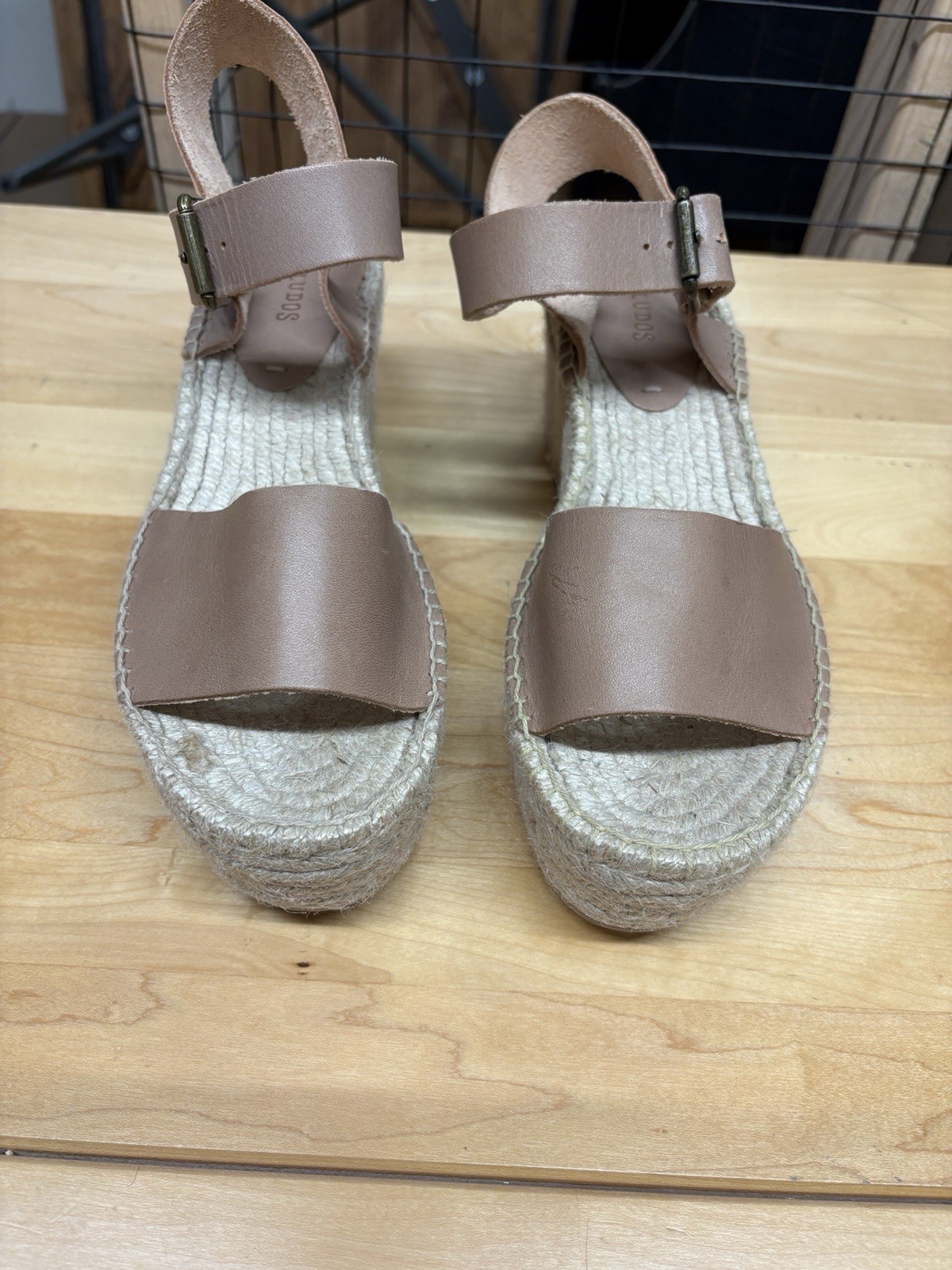 NWOT Soludos 9.5 Platform Sandals Rope Platforms Buckle Straps Beige