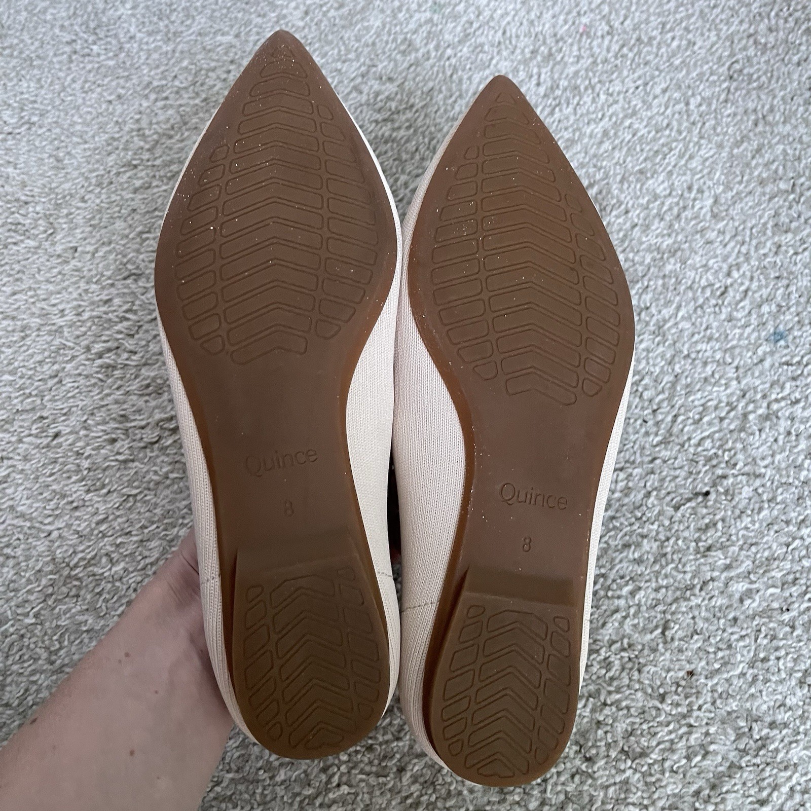 Quince Knit Pointed Toe Ballet Flats Womens 8 Tan Slip On Shoes Preppy