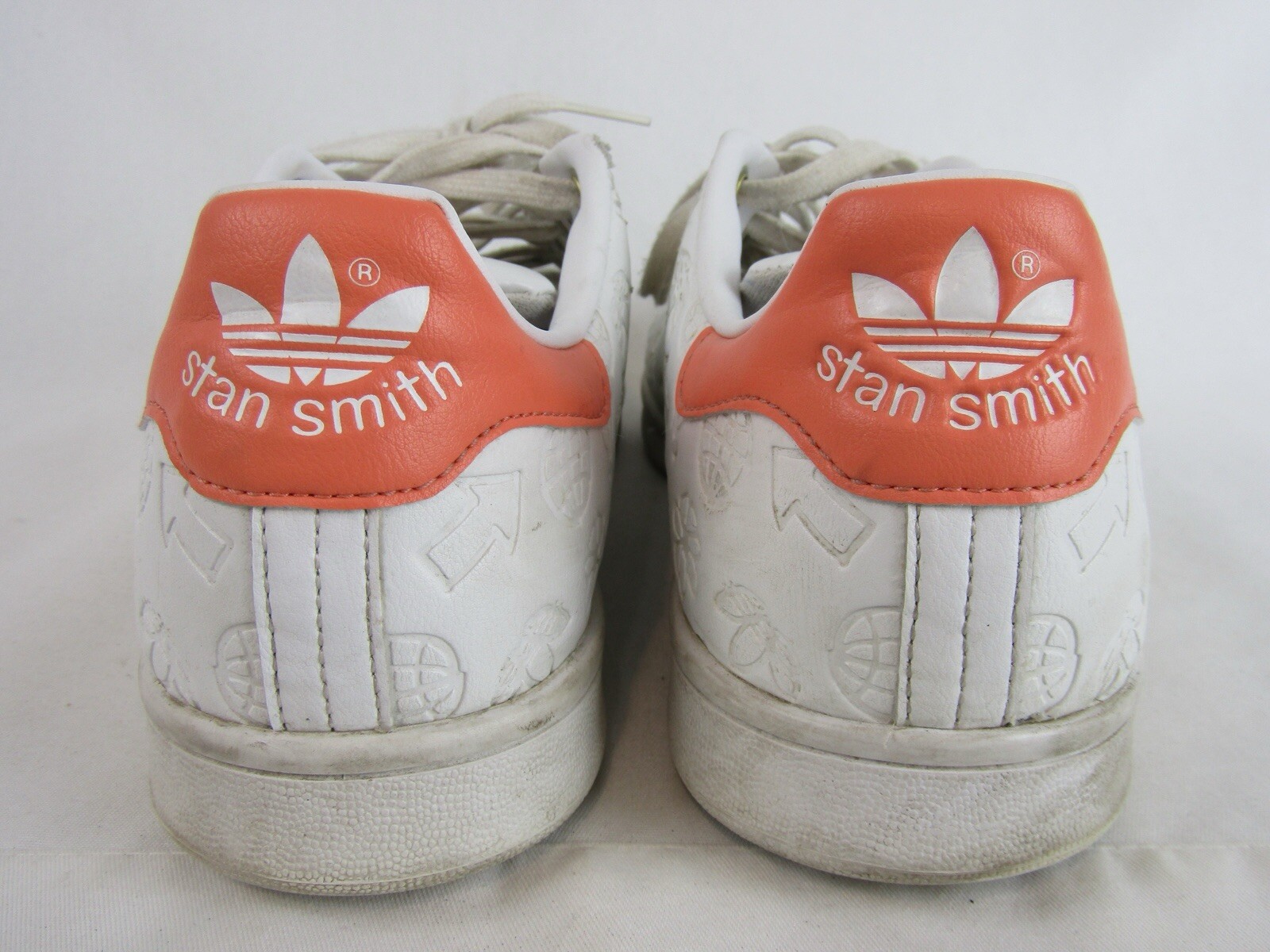 Womens Adidas Stan Smith Embossed Graphics Shoes-Size 11-White/Semi Coral-FX5677
