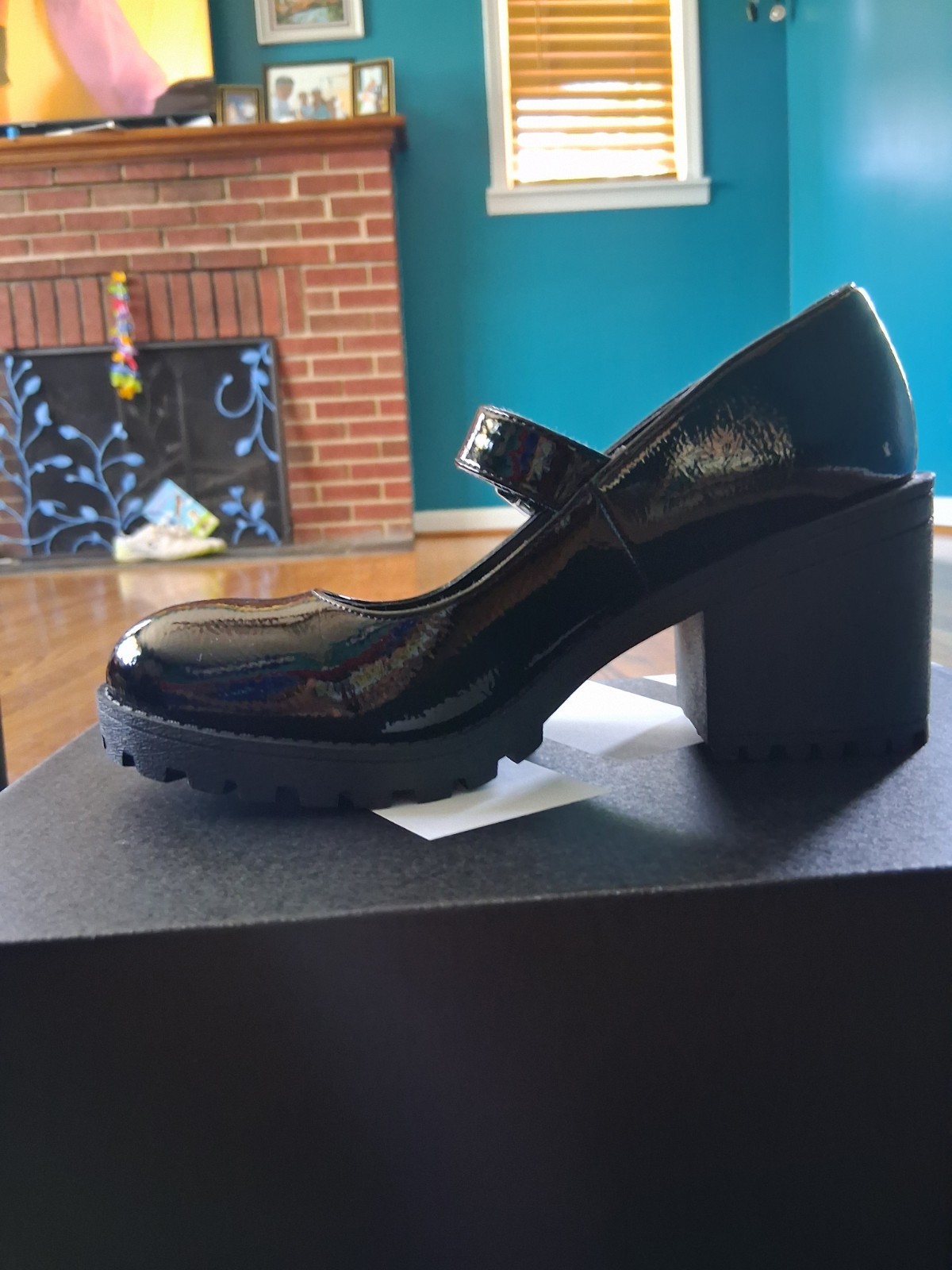 Dirty Laundry Women’s Black Patent Leather Mary Jane Buckle Strap Heel 6.5