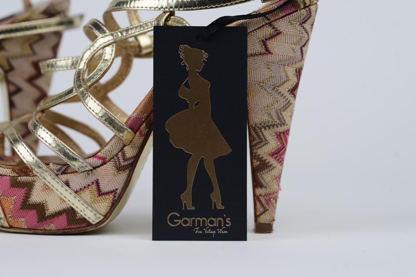 Missoni Metallic Gold Cage Platform High Heels Sandals Shoes Size 36 1/2 (USA 6)