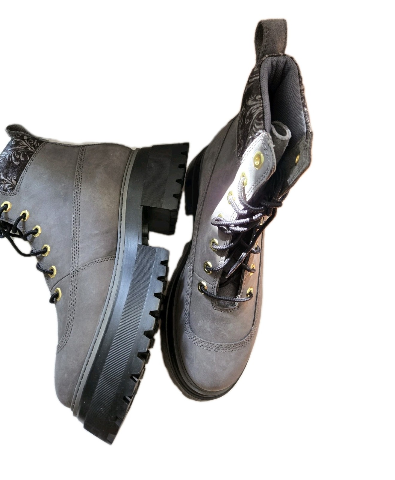 Timberland Sky 6 Inch Women Size 8.5 Rebotl Gray Clunky Lace Up Boots New,