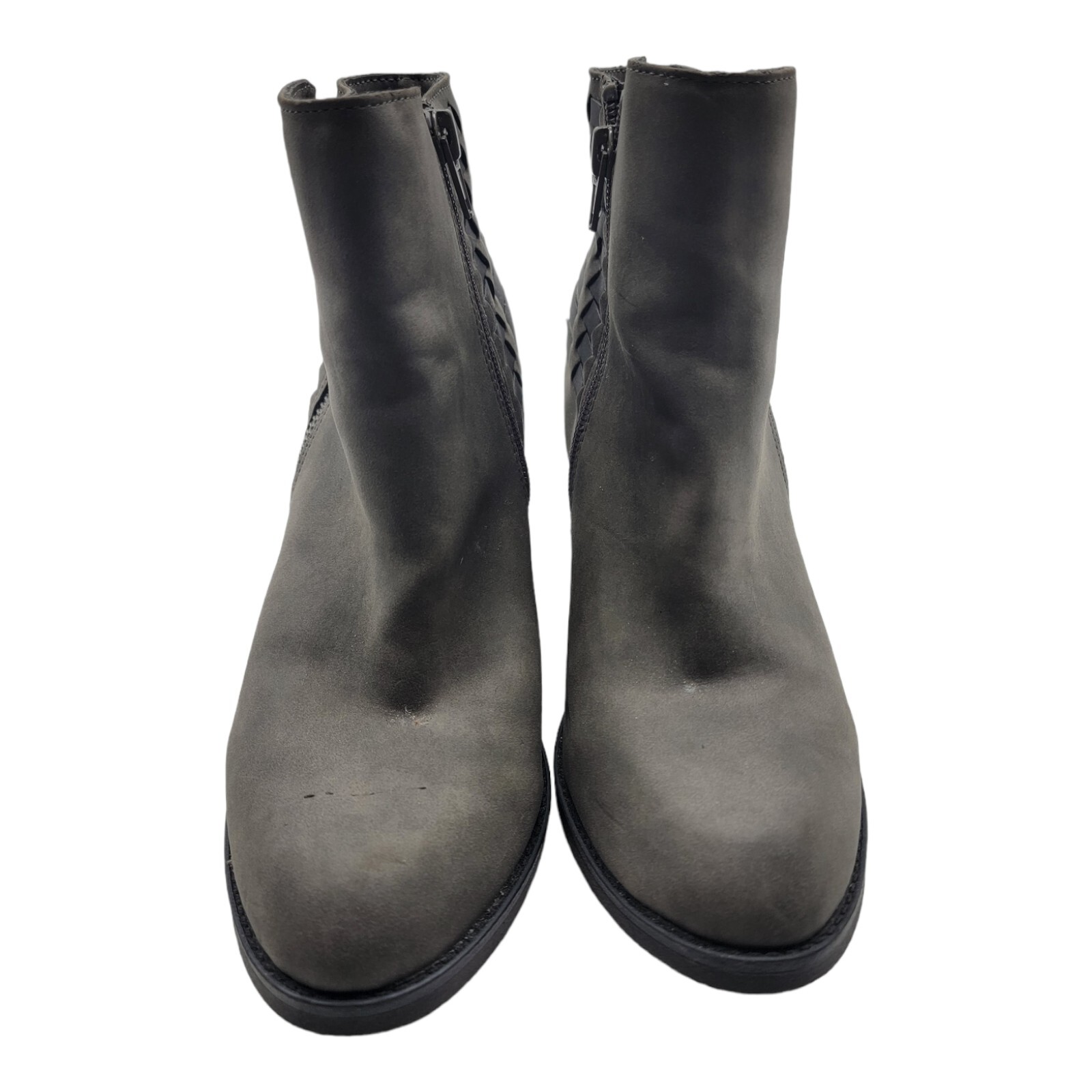 Sugar Shoes Womens 6.5 Gray SGR-Haulk PU Zipper Heels Booties Casual Party