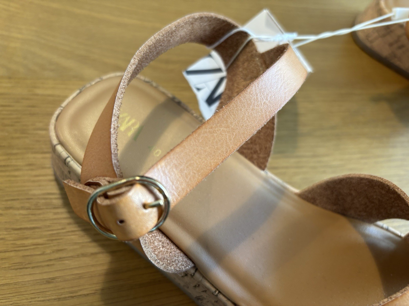Zara Platform Sandals Strappy Leather Tan Size 40 EUR 7 US – NEW See Description