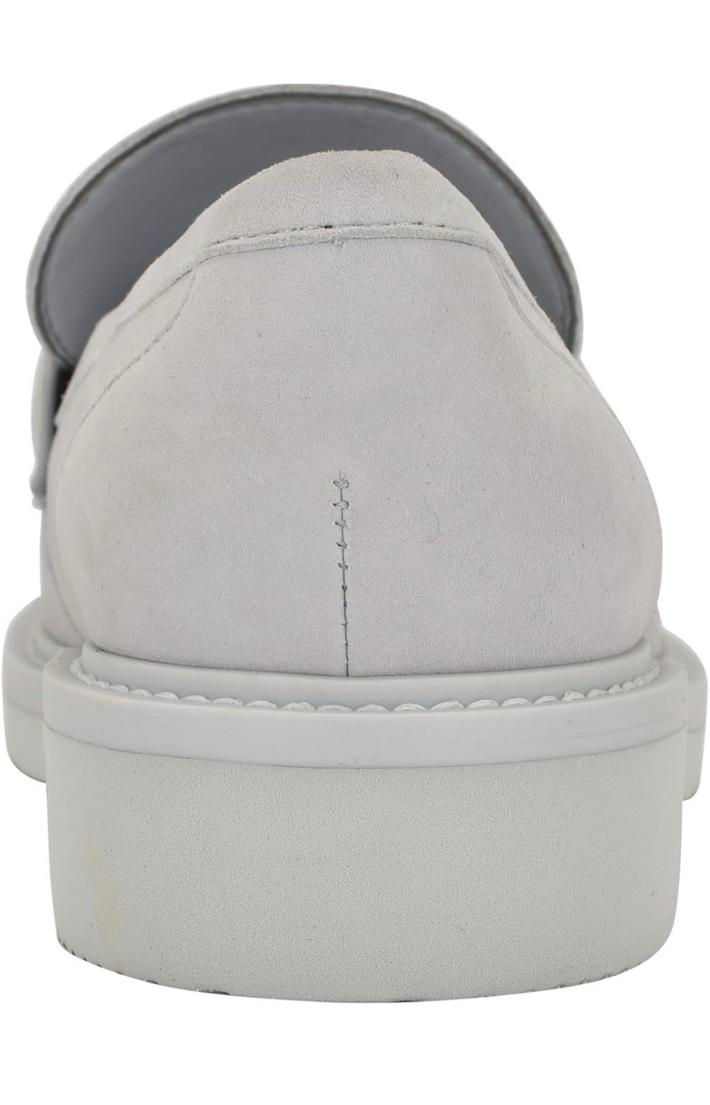 GUESS Women’s Gray Suede Slip-On Loafer Flats Round Toe Gold Logo Accent 7