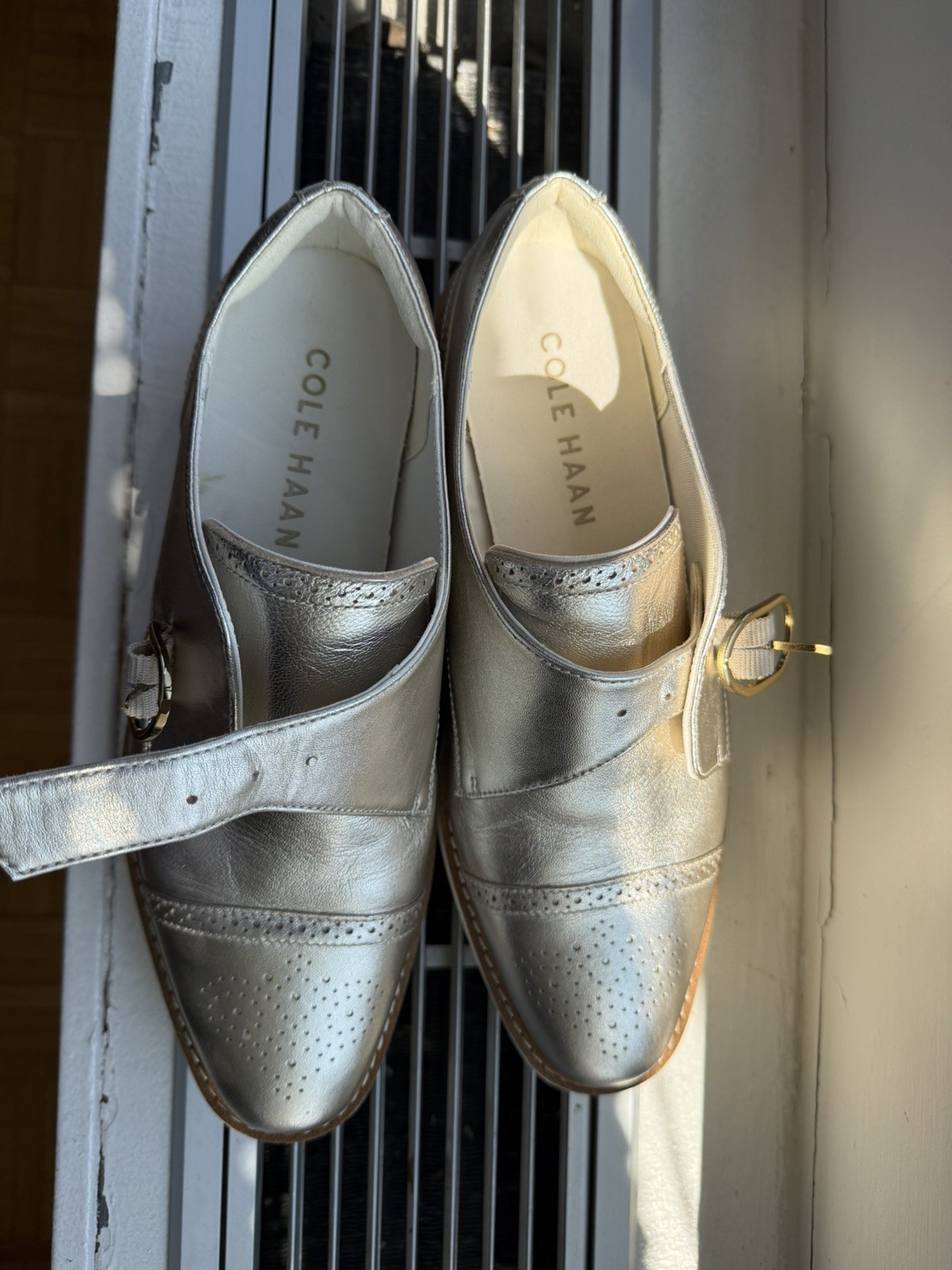 Cole Haan Women’s Original Grand Platform Monk Strap Oxfords Soft Gold Size 9B