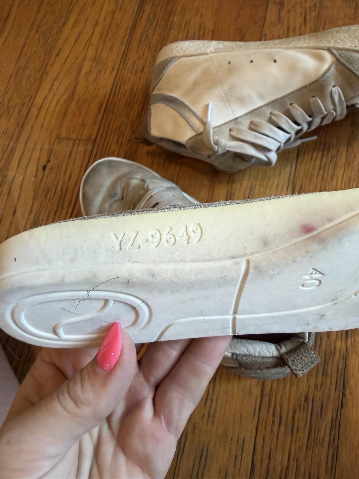 Golden Goose GGDB Private EDT Shoes Womens Size 9 Beige Glitter Sneakers Italy