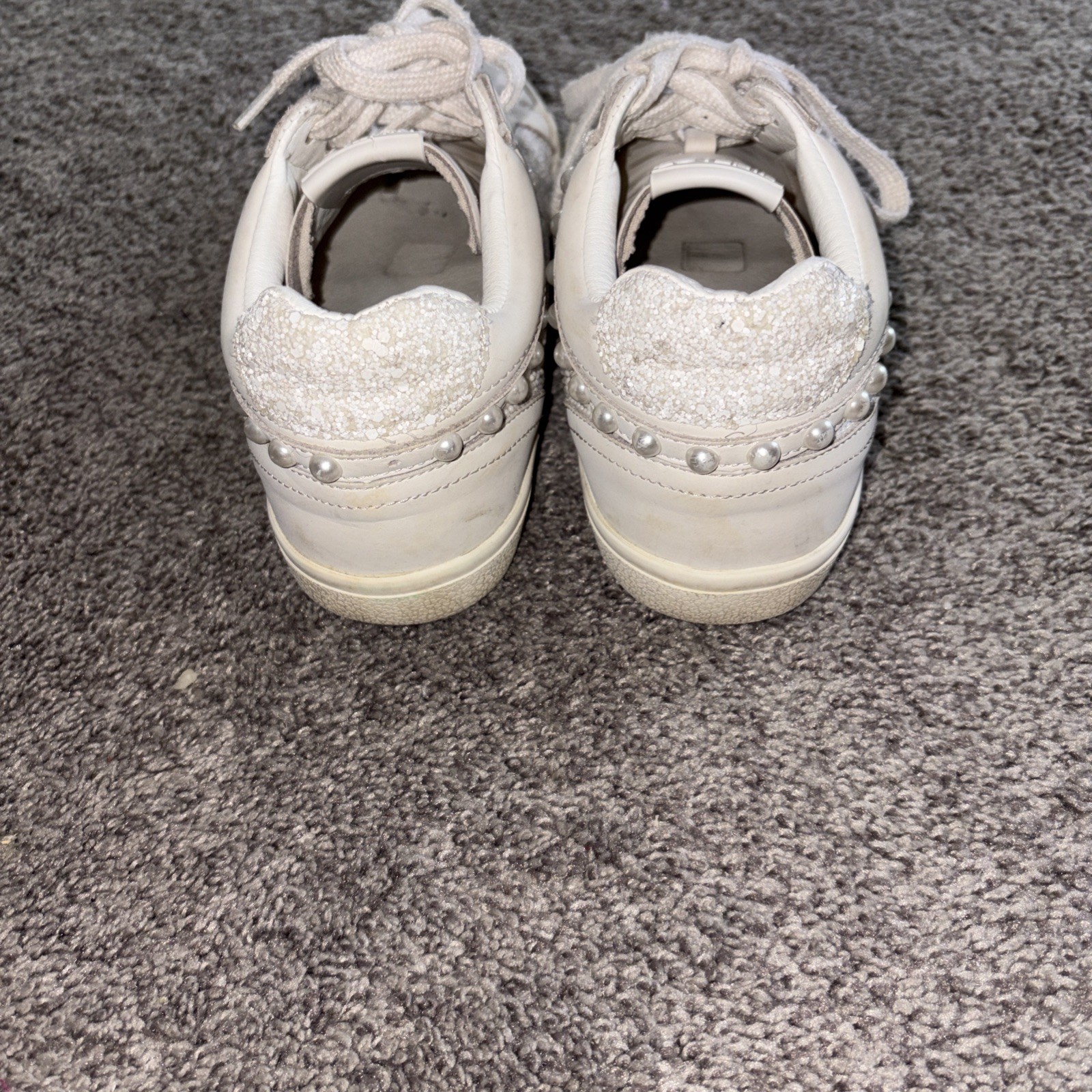 Prescila White Beaded Rhinestone Vintage Havana Sneakers Size 8