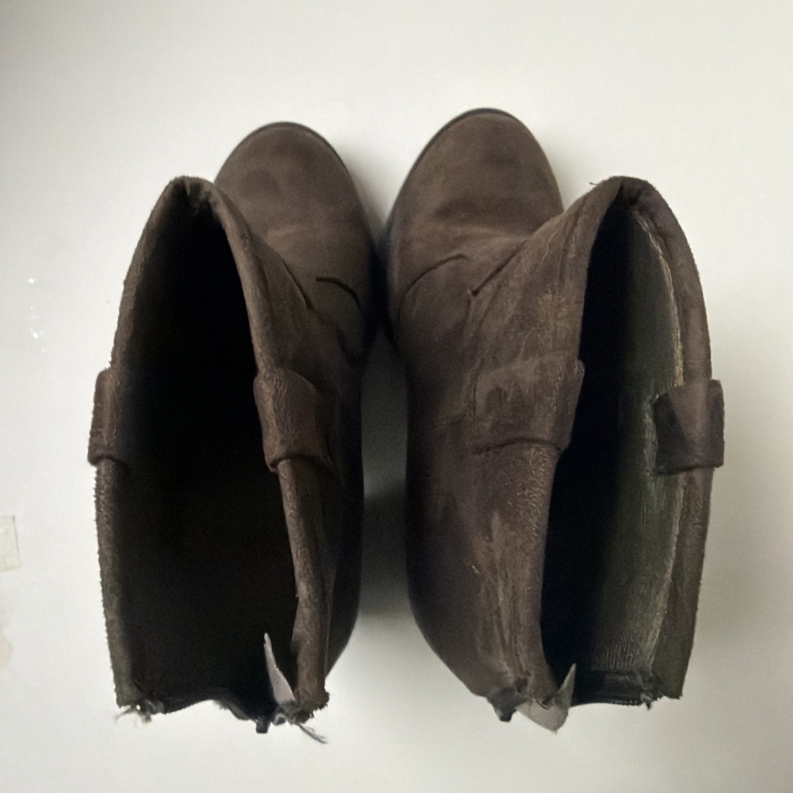 Soda Women’s Ankle Boots Booties Block Heel Dark Brown Faux Suede Size 8 EUC