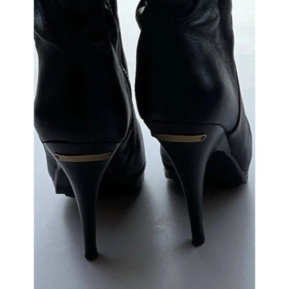 MICHAEL KORS Webster Black Scrunch Women’s Leather Knee High Boots 7