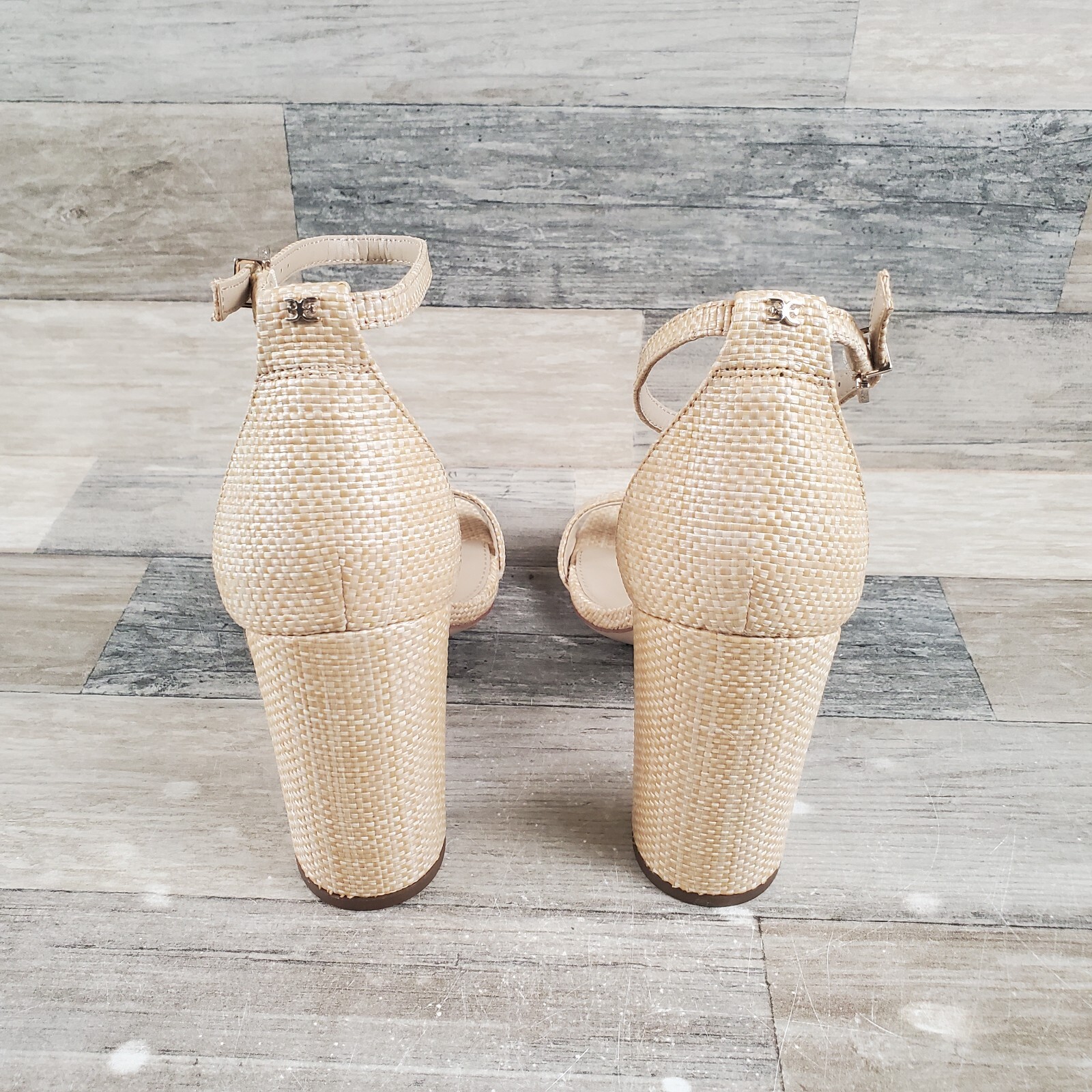 Sam Edelman Yaro Heels Womens Sz 8 Wide Beige Adjustable Ankle Strap Fashion