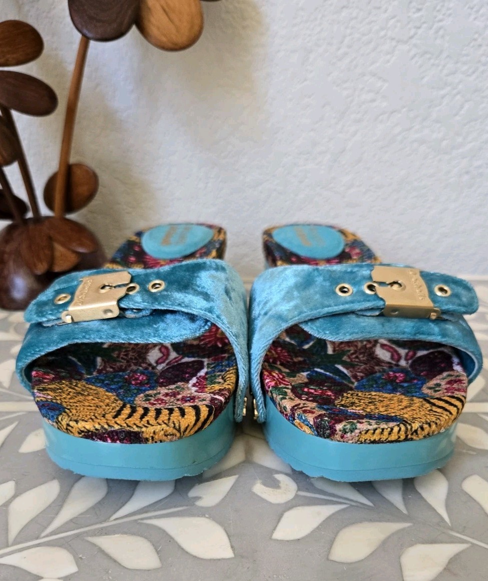 Rare Dr. Scholls Iris Apfel Original Too Slide Sandals Tiger Velvet New Sz 7 M