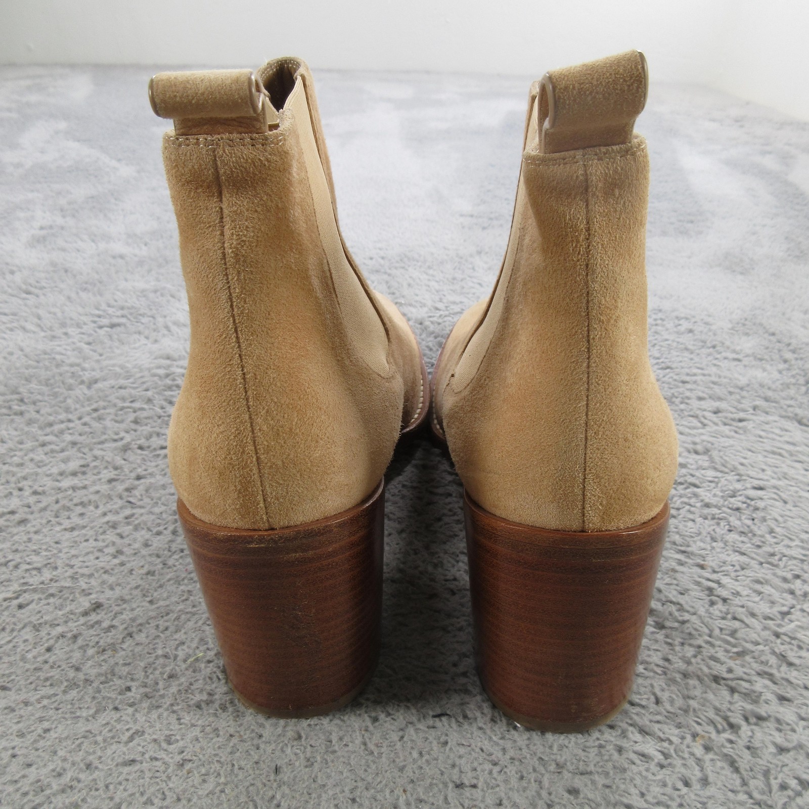 Jenni Kayne Boots Womens Size 10 Beige Suede Chelsea Ankle Block Heel Italy