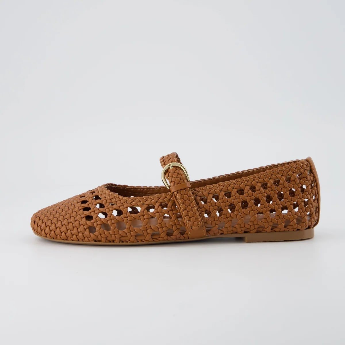 Woven Cushionaire Mary Jane Ballet Flats Womens 8 M Brown Lattice Windsor