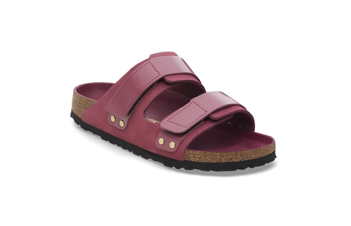 Birkenstock Uji Berry Crush Sandals Shine Genuine Leather Slide Comfort Footbed