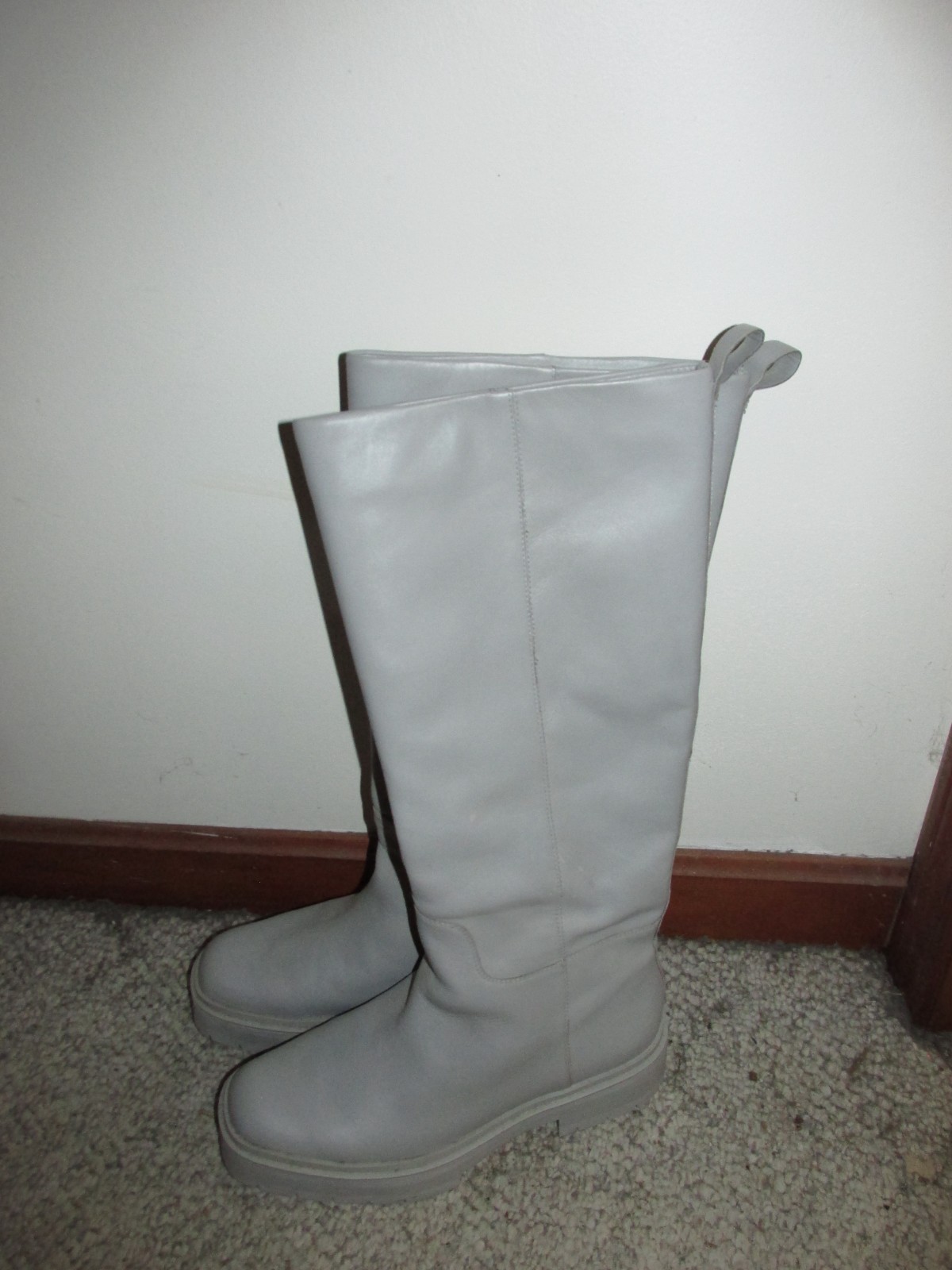 Sam Edelman Larina Gray Leather Platform Boots Size 13 M Used Good