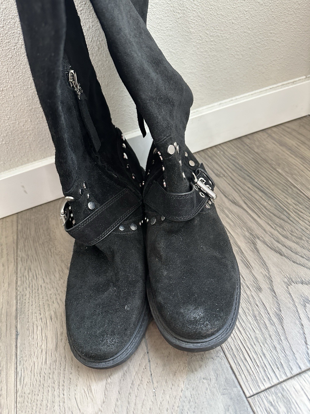 Sam Edelman Deryn Studded Suede Knee High Boot Women Size 8.5 Black