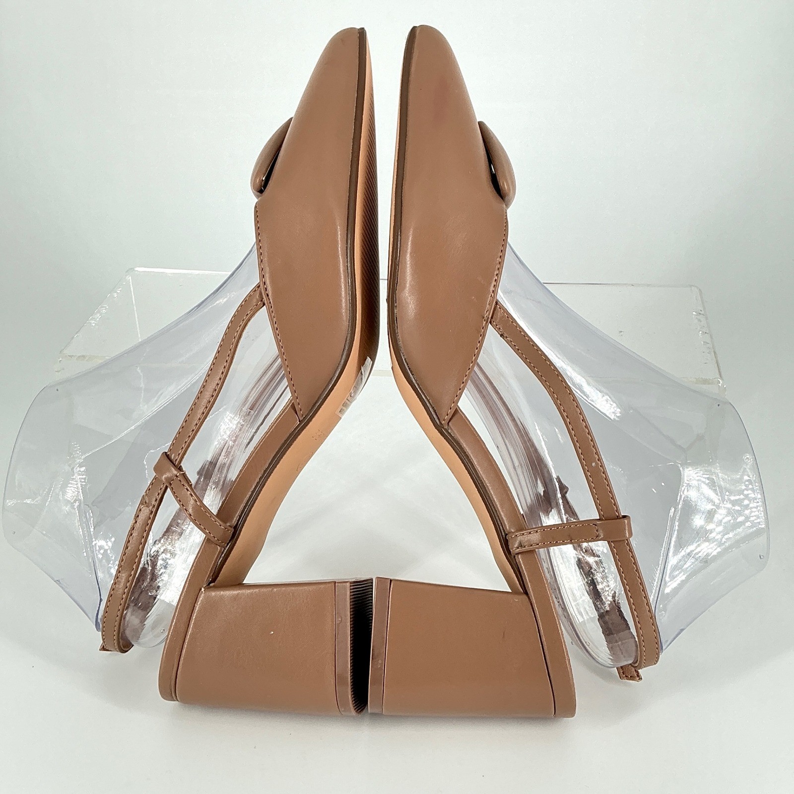 Berness Size 9 Cognac Brown Pointed Block Heel Slingback Pumps NEW Chevelle $65