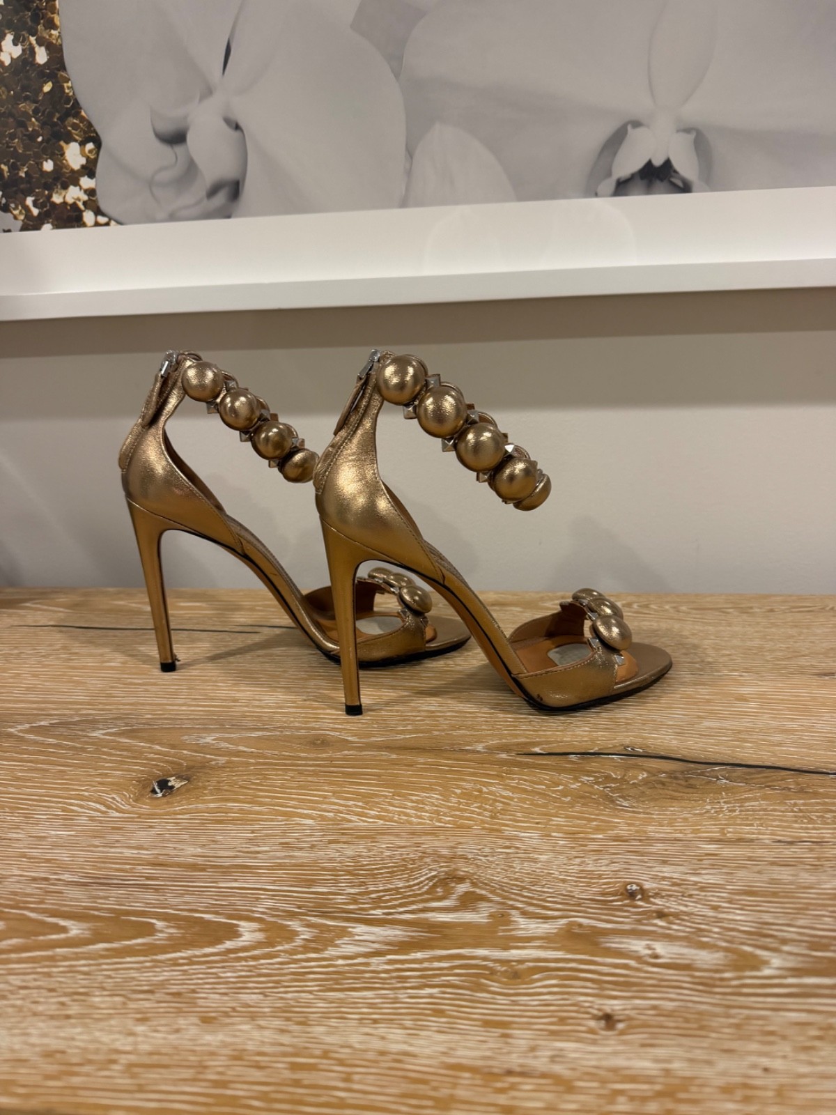Alaia Ladies Bombe Calf Leather Sandals In Bronze 38 Box & shoe bags included