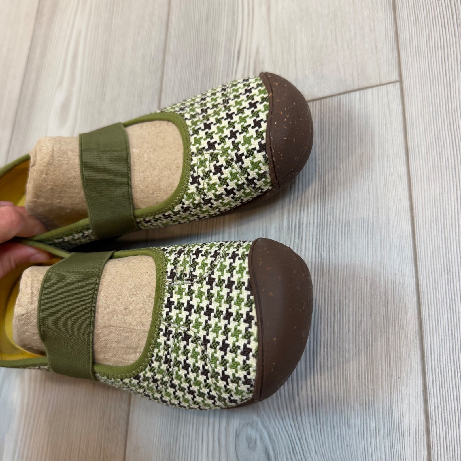 Keen Sienna MJ Canvas Loden Print Houndstooth Green Mary Jane Flats Womens 8 NEW