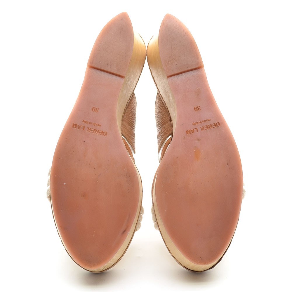 Ladies Derek Lam Wedge Platform Slingback Sandals 39 / 9 Wooden Heel Shoes Italy