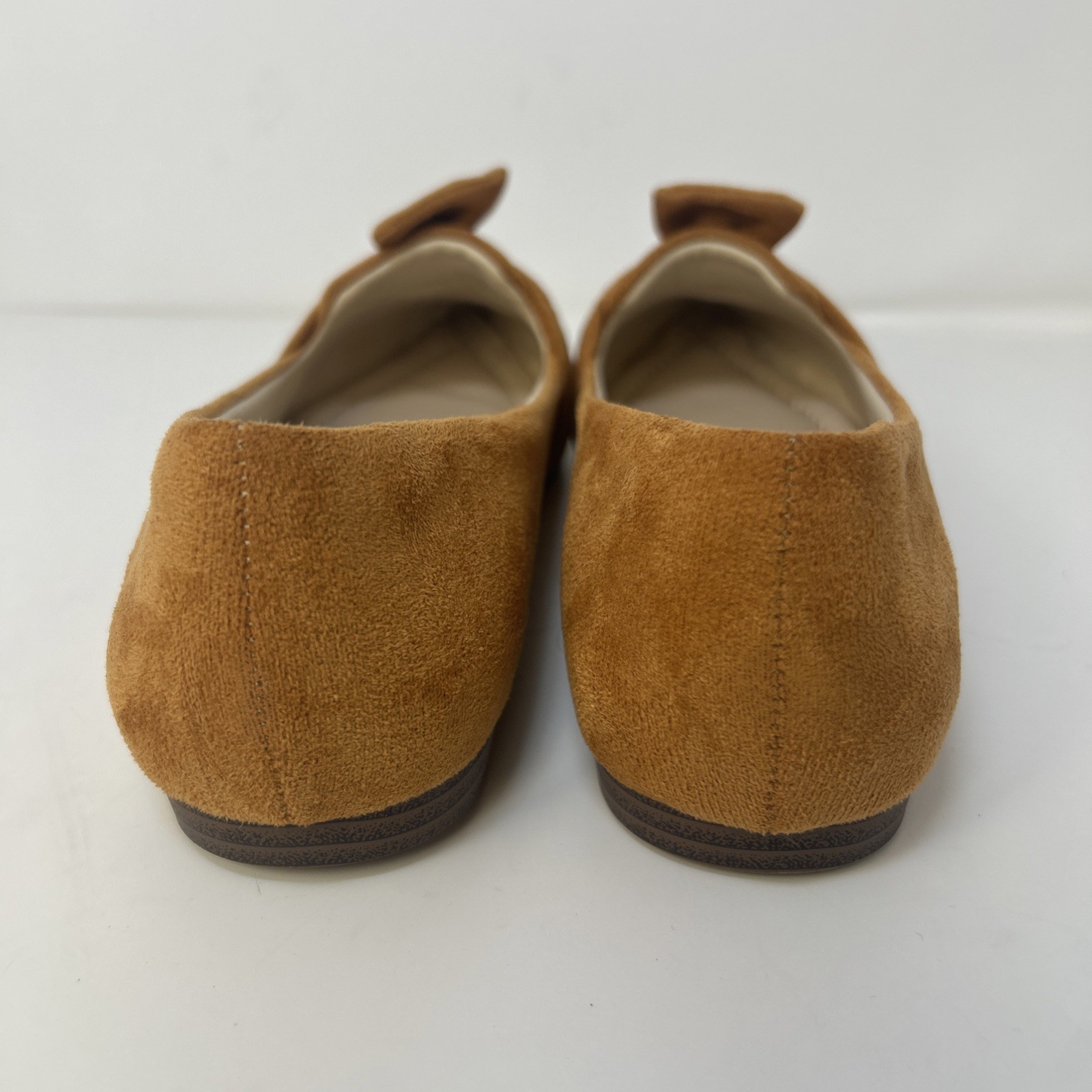 MUSSHOE Women’s Pointed Toe Ballet Flats Mustard Yellow Suede Bow Knot Sz 7 New