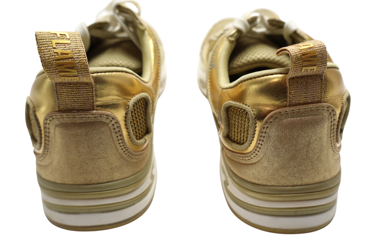 SANDRO Flame Sneakers Women’s EU 40 / UK 6.5 Leather Gold Tone Almond Toe