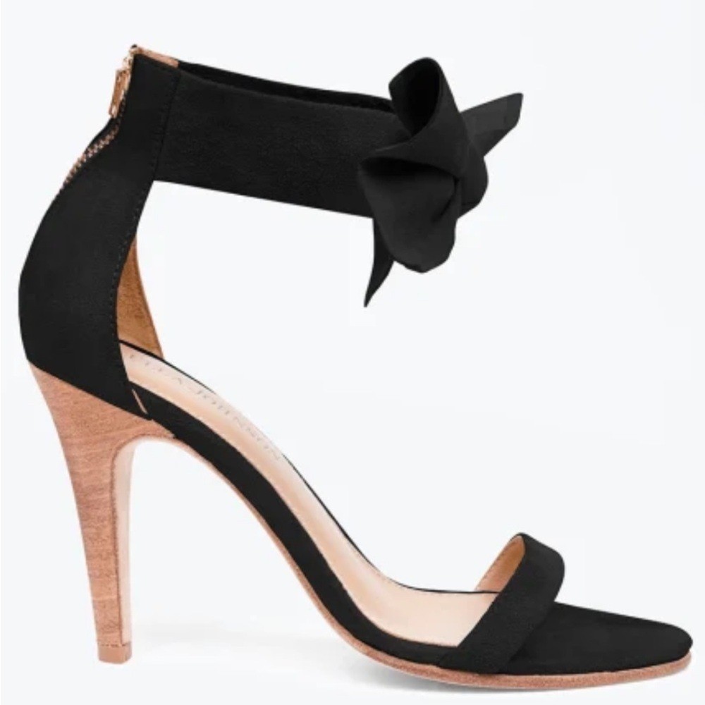 Ulla Johnson Thecia Suede Noir Black Bow Single Strap Heels Size EU 40 US 10
