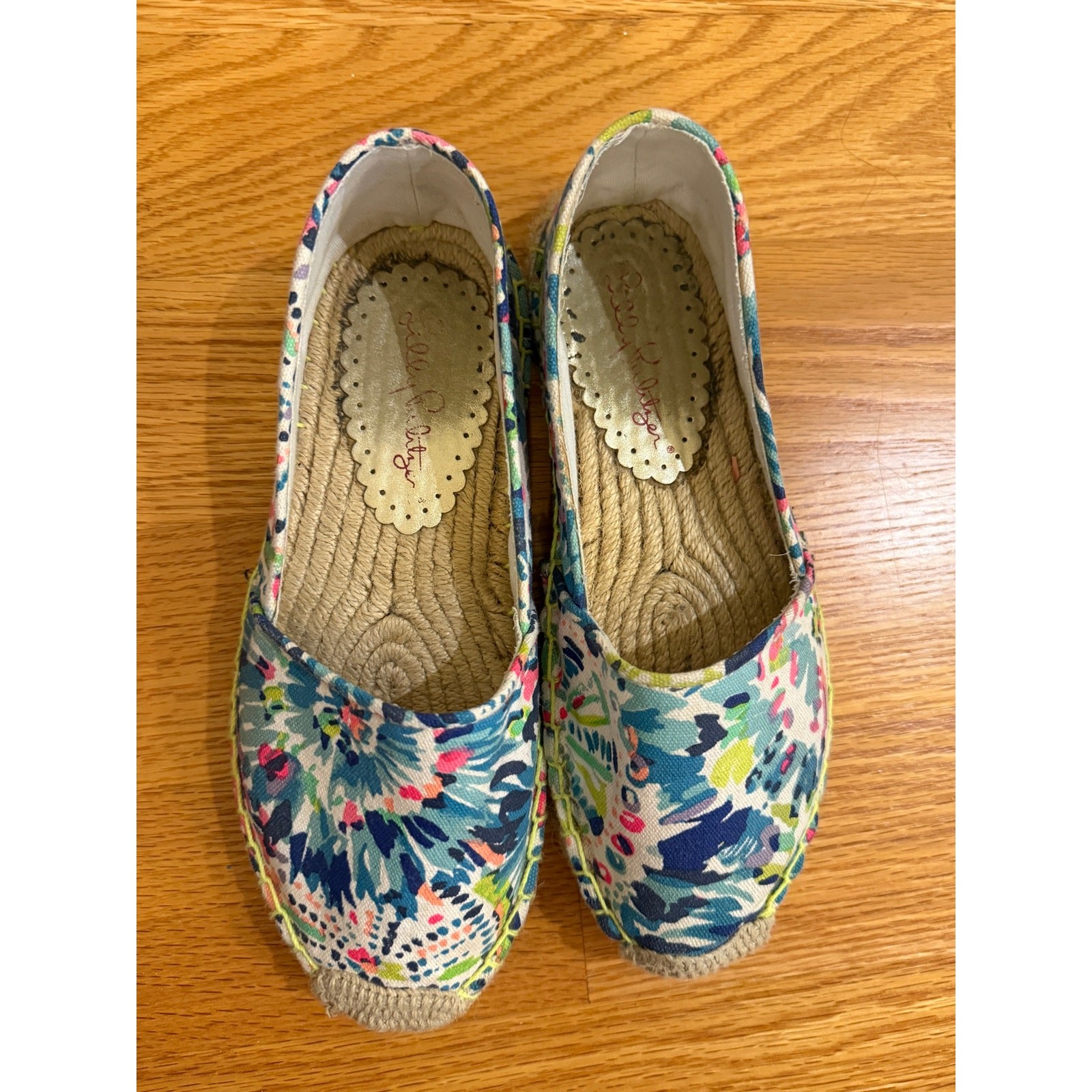 Lilly Pulitzer Lia Espadrille Flat-Dive In-Canvas Sz 7 Slip On Comfort Shoes