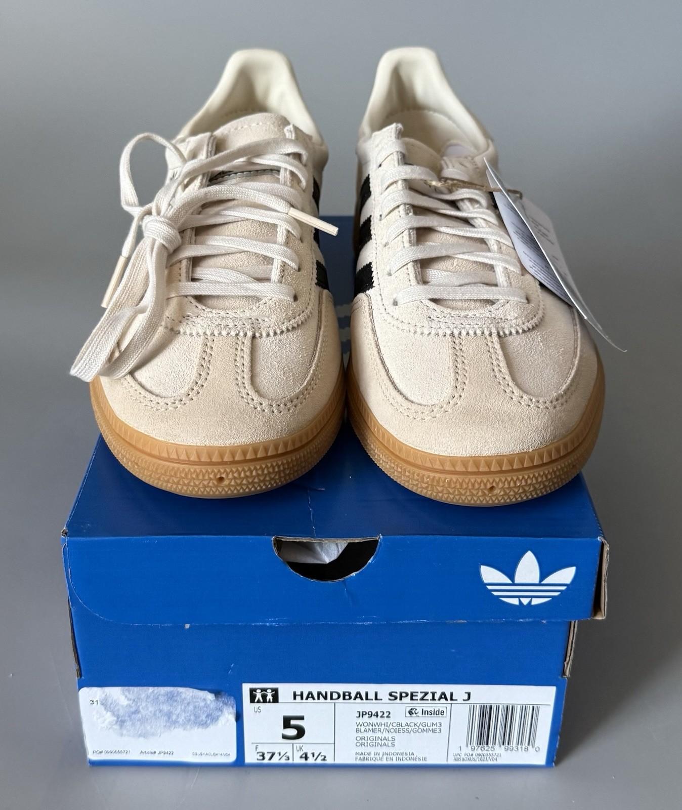 Adidas Handball Spezial J Sneakers Beige/White/Black/Gum — New w/ Box — Women 5