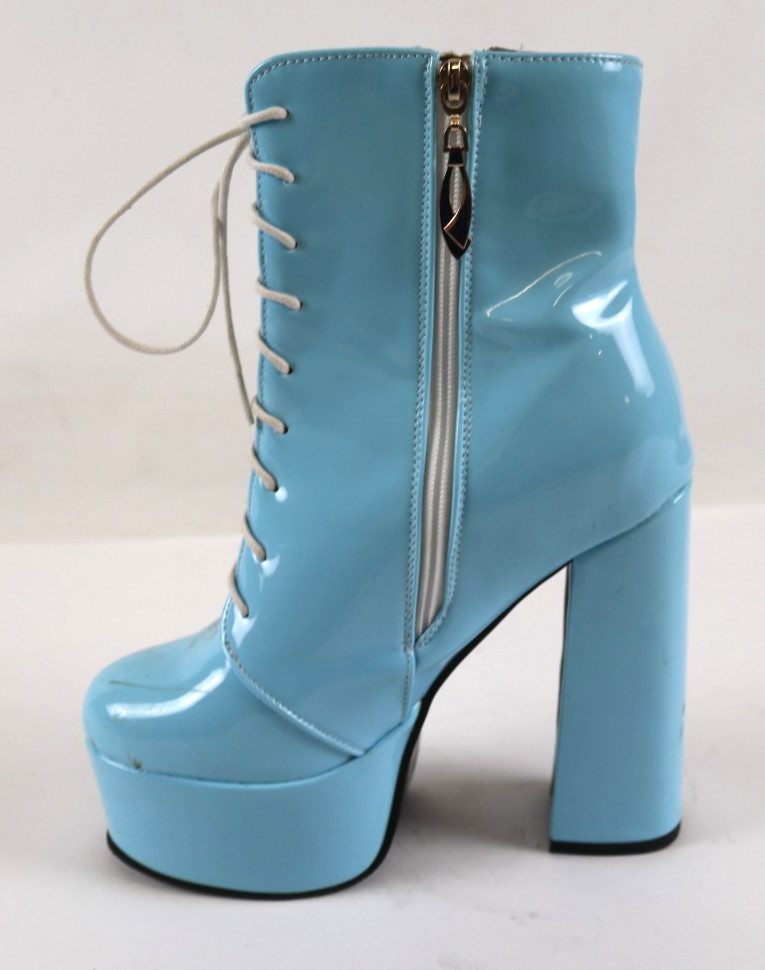 Women’s Pu Synthetic Platform Boots Autumn Boots LaceUp Side Zipper Short Boots