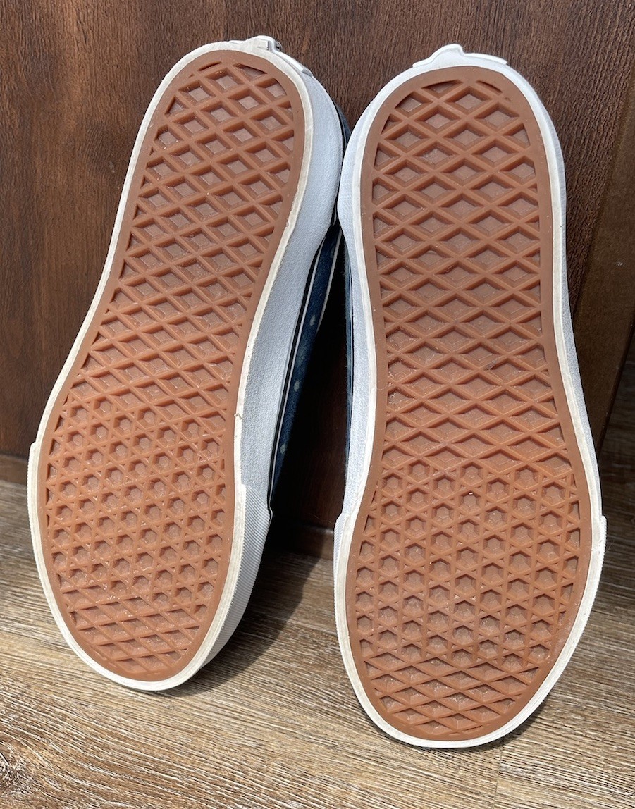 Vans Womens Old Skool Blue Denim Polka Dot Sneakers Size 8.5 Platform Shoe Clean