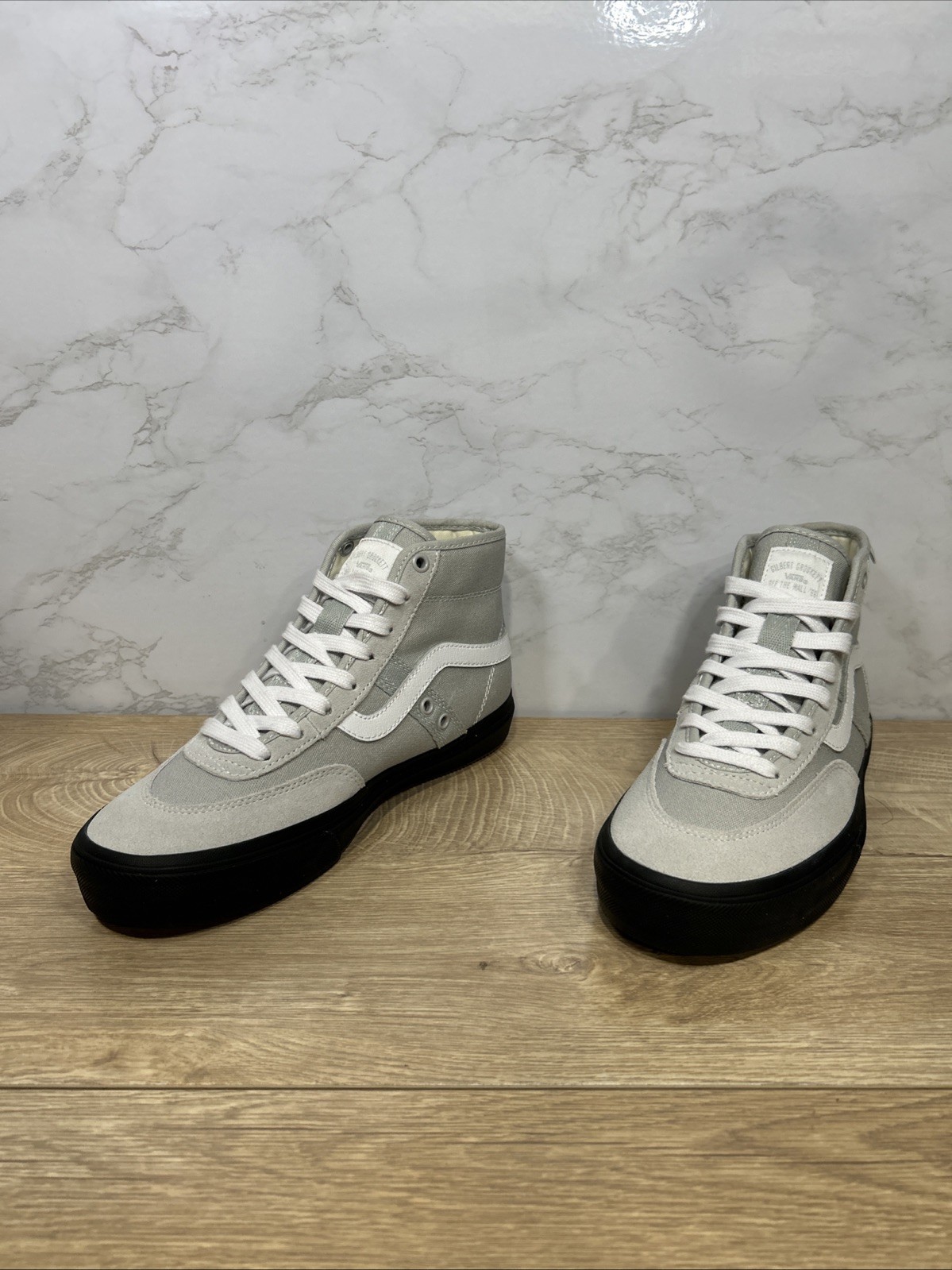 Vans Gilbert Crockett Hi Top Light Grey White Canvas Women Shoes 721454 Sz 5.5