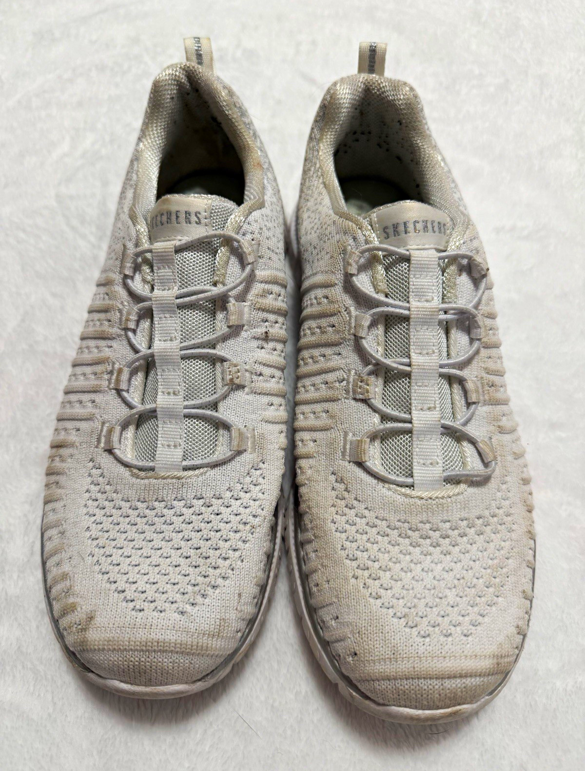 SKECHERS Go Walk Memory Foam White Mesh Lace-Up Low Top Walking Sneakers