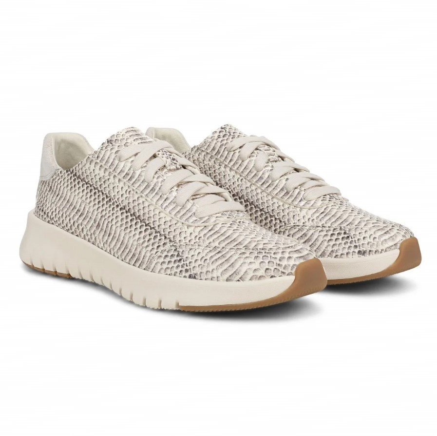 VIONIC Women Uptown Sneaker, Ivory Python Print Leather (NEW)