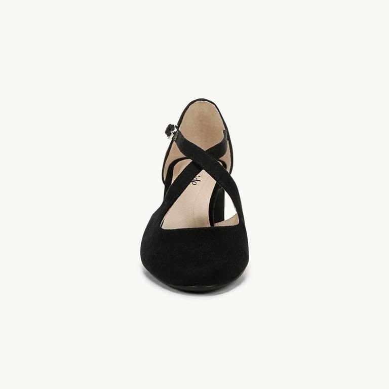 LifeStride Tracy Black Micro Strappy Block Heel Pump Shoes Sz 7.5M NEW