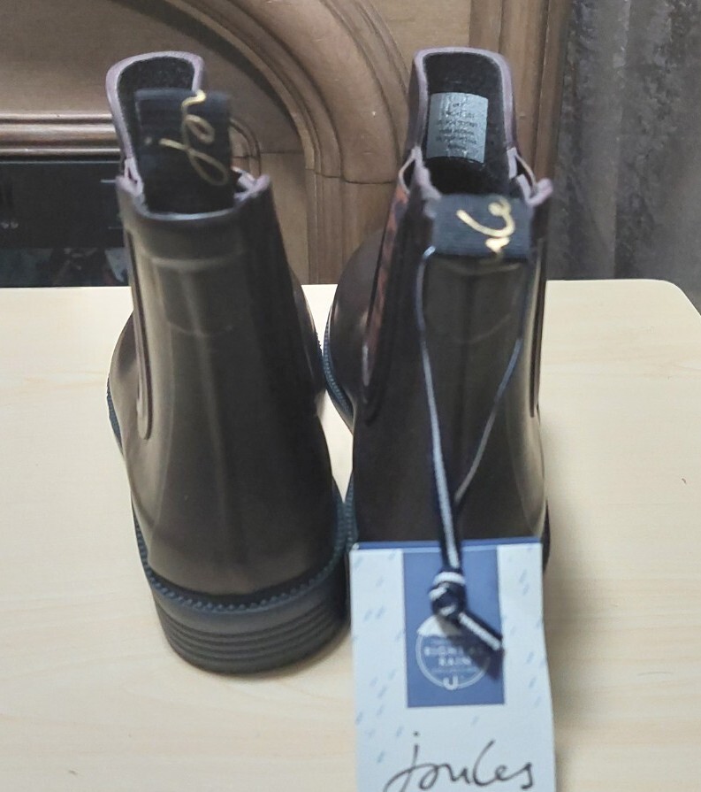 Women’s Joules, Rutland Rain Boot RUTLAND-DKBROWN Brown Synthetic-And-Fabric